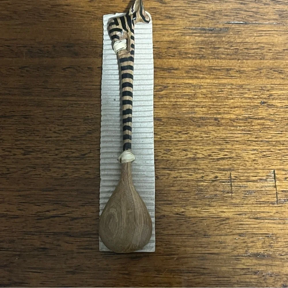 Hand carved small zebra wooden spoon.